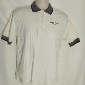 Harley Davidson Motorcycle Mens Cream White Cotton Polo Shirt Size Medium